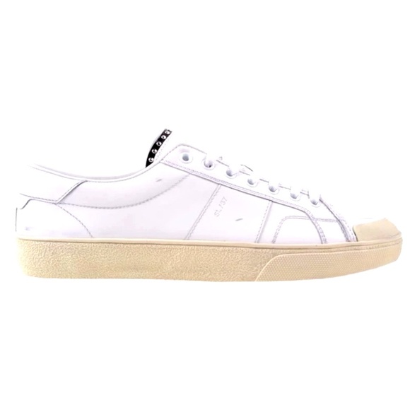 SAINT LAURENT PARIS SL/37 Logo Micro Stud Leather Low-Top Sneaker - Picture 1 of 16